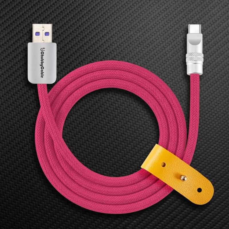 Pink ChubbyCable USB-A to USB-C braided charging cable