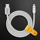 White braided USB-C cable with yellow leather organizer