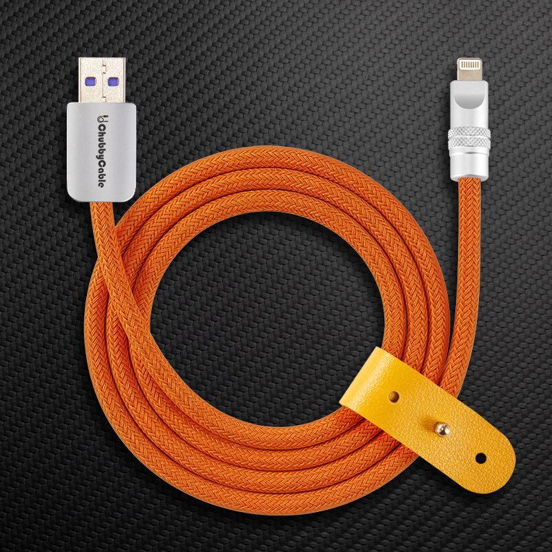 Orange ChubbyCable USB-A to Lightning charging cable