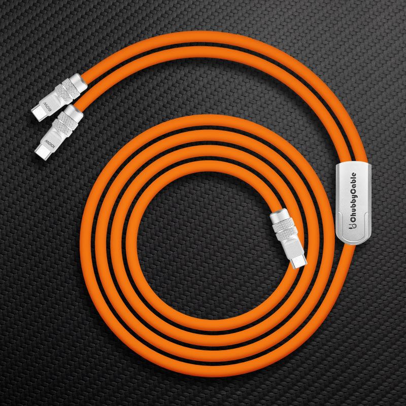 ChubbyCable Duo-Flexâ„? 100W & 60W 2-in-1 Fast Charging & Data Transfer Cable with Soft Silicone