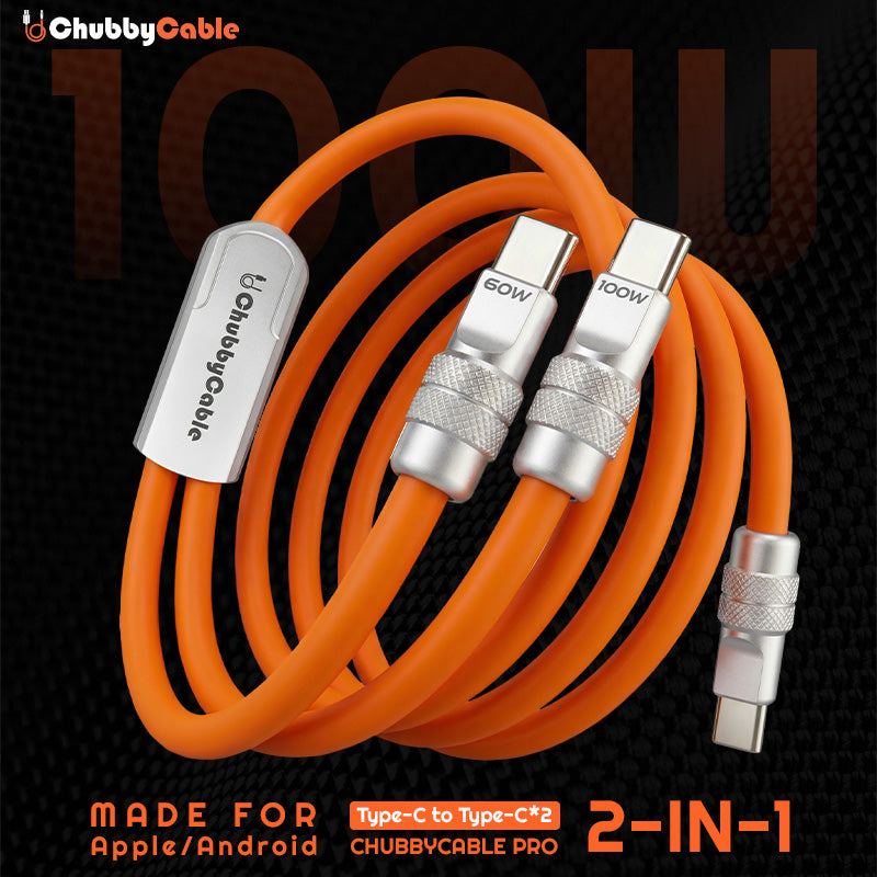 ChubbyCable Duo-Flexâ„? 100W & 60W 2-in-1 Fast Charging & Data Transfer Cable with Soft Silicone