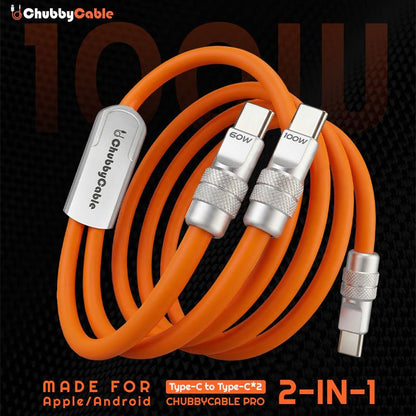 ChubbyCable Duo-Flexâ„? 100W & 60W 2-in-1 Fast Charging & Data Transfer Cable with Soft Silicone