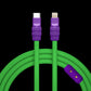 Purple and green USB-C to Lightning silicone charger cord