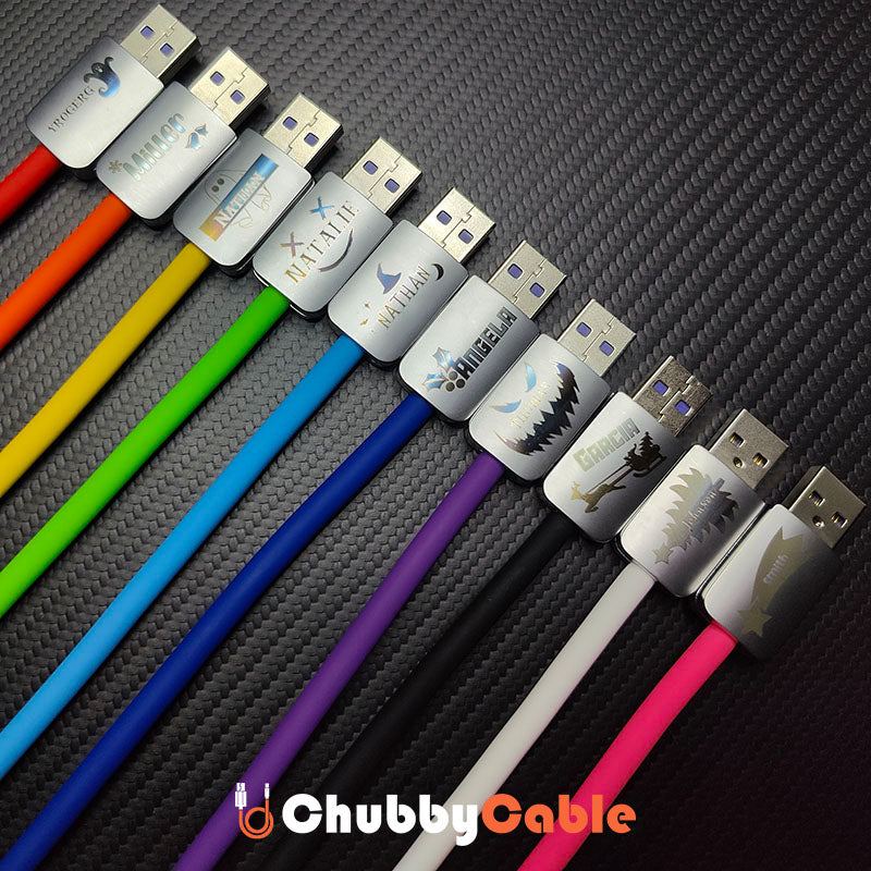 ChubbyCable® Personalized Name Cables â€?Custom Text On Cable Heads