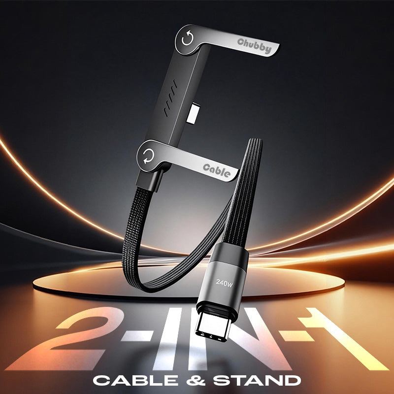 ChubbyCable StandLiteâ„?- 240W Braided Fast Charge Cable With Built-in Phone Stand
