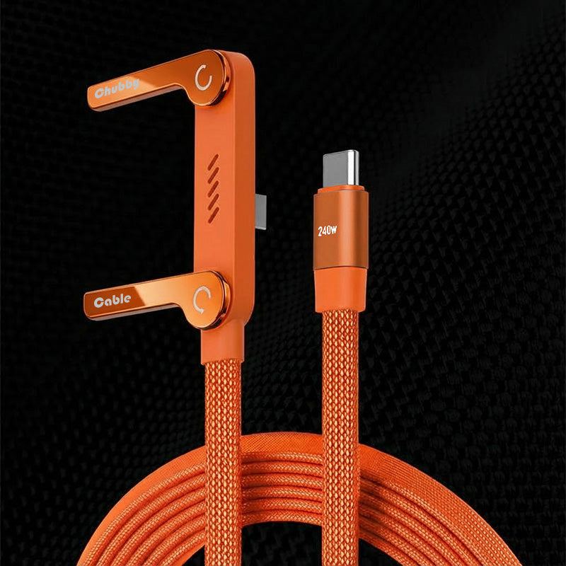 ChubbyCable StandLiteâ„?- 240W Braided Fast Charge Cable With Built-in Phone Stand
