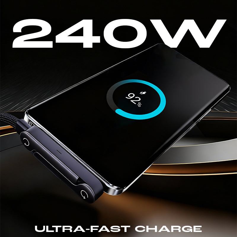ChubbyCable StandLiteâ„?- 240W Braided Fast Charge Cable With Built-in Phone Stand