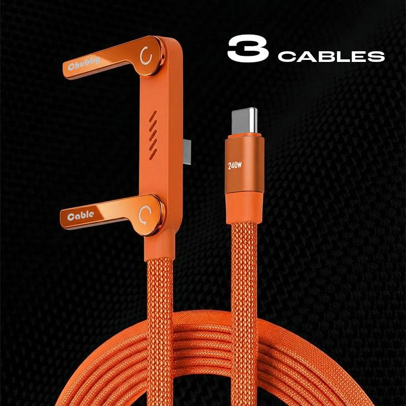 ChubbyCable StandLiteâ„?- 240W Braided Fast Charge Cable With Built-in Phone Stand