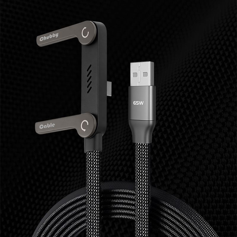 ChubbyCable StandLiteâ„?- 240W Braided Fast Charge Cable With Built-in Phone Stand