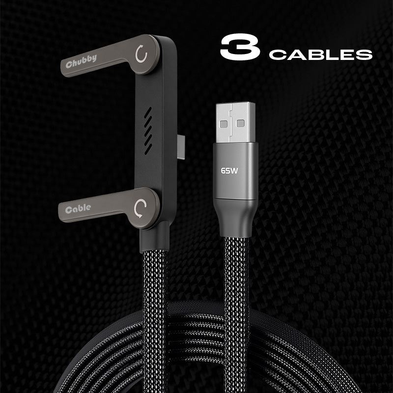 ChubbyCable StandLiteâ„?- 240W Braided Fast Charge Cable With Built-in Phone Stand