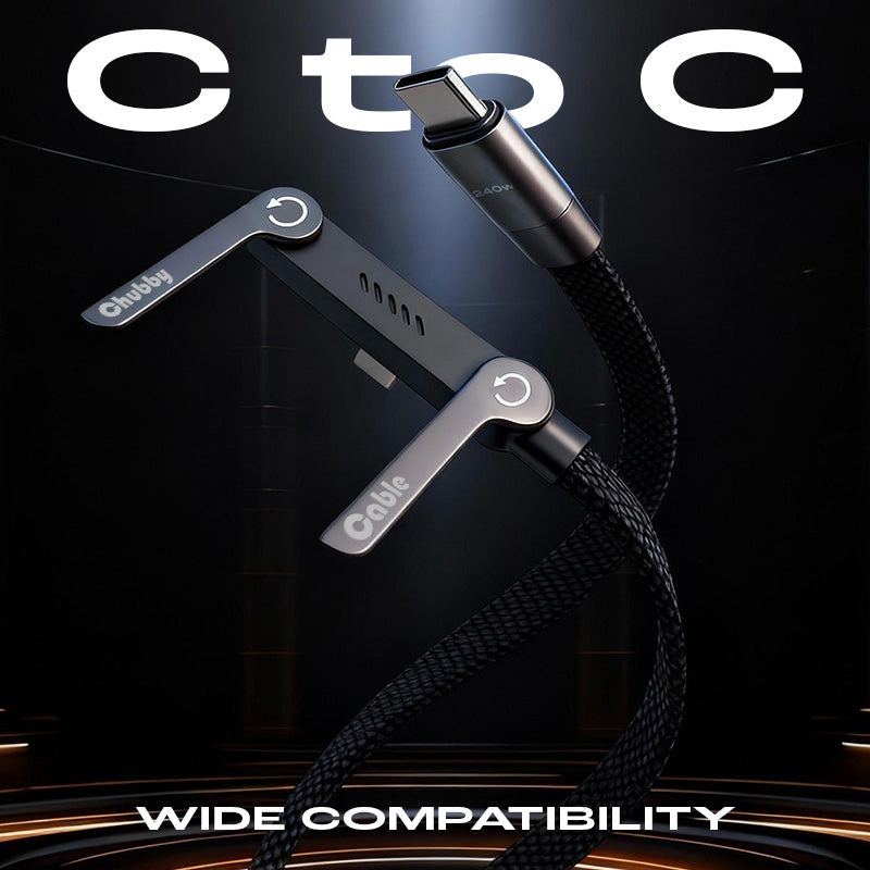 ChubbyCable StandLiteâ„?- 240W Braided Fast Charge Cable With Built-in Phone Stand