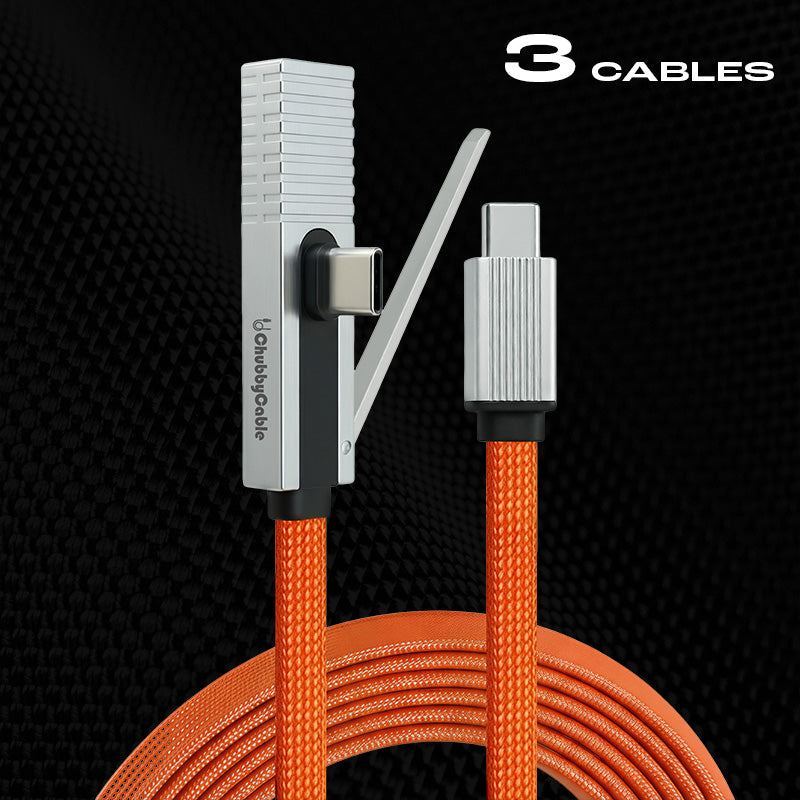 ChubbyCable StandLiteâ„?Pro - 240W Braided Fast Charge Cable with Zinc Alloy Connectors & Built-in Phone Stand
