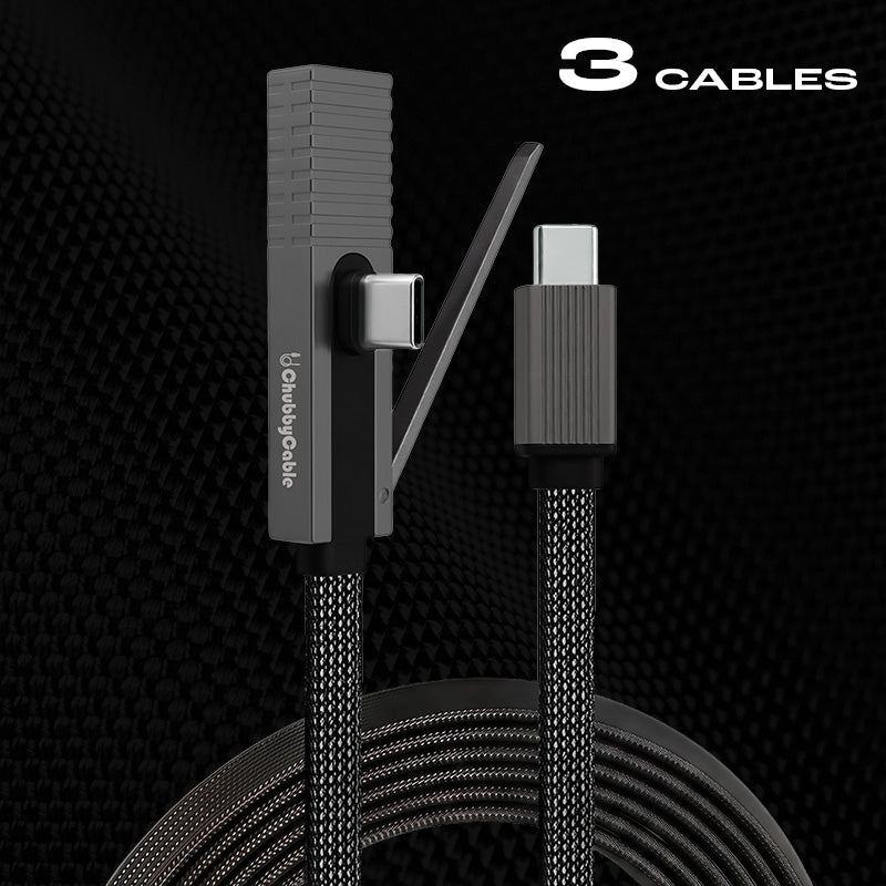 ChubbyCable StandLiteâ„?Pro - 240W Braided Fast Charge Cable with Zinc Alloy Connectors & Built-in Phone Stand