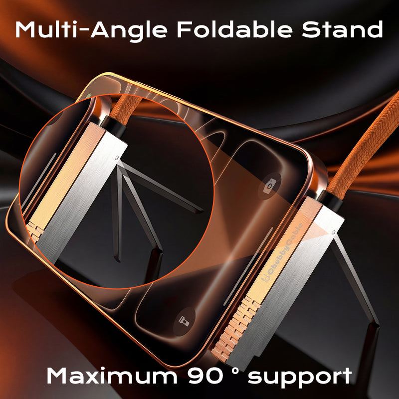 ChubbyCable StandLiteâ„?Pro - 240W Zinc Alloy Connectors Braided Fast Charge Cable With Built-in Phone Stand