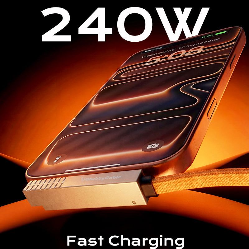 ChubbyCable StandLiteâ„?Pro - 240W Zinc Alloy Connectors Braided Fast Charge Cable With Built-in Phone Stand