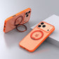 Vibrant orange iPhone case with built-in magnetic ring kickstand.