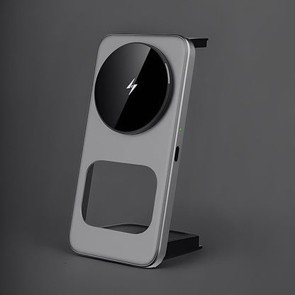 Sleek metallic 3-in-1 magnetic charging stand profile