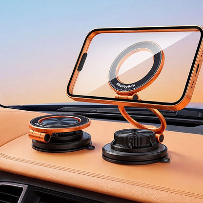 ChubbyGrip adjustable magnetic car dashboard mount holding a smartphone
