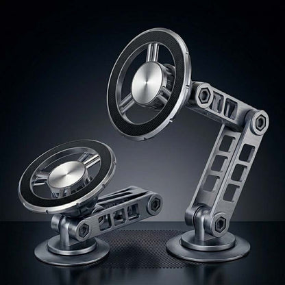 Two adjustable magnetic phone mounts with mechanical arm design.