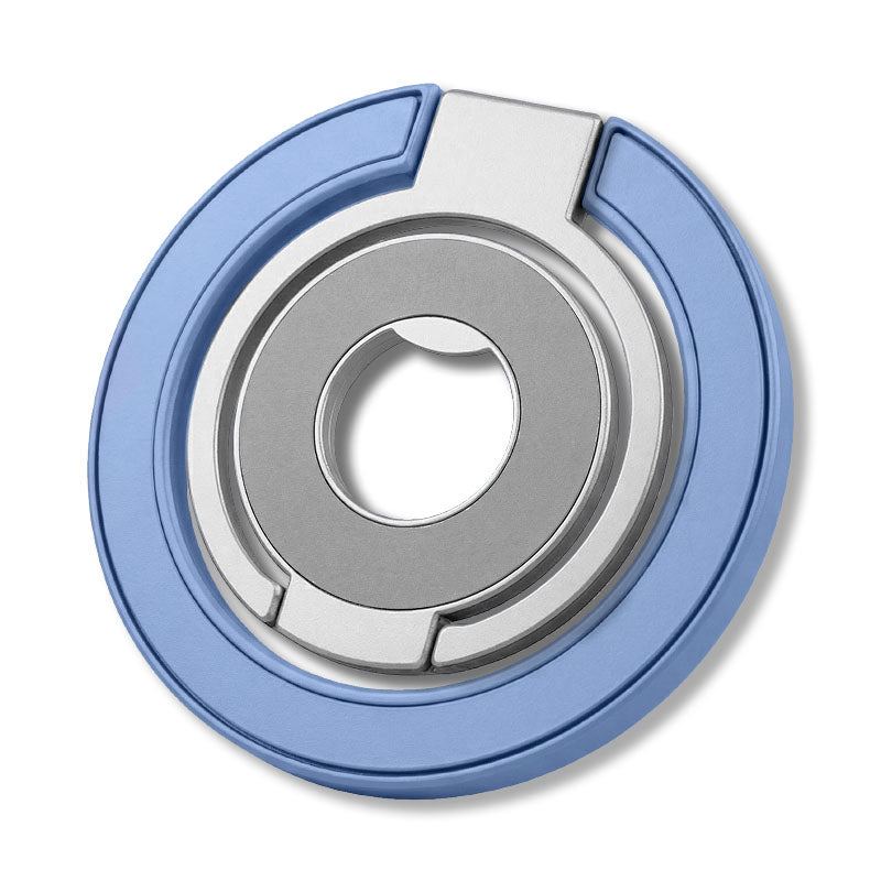 Blue and silver circular phone ring holder