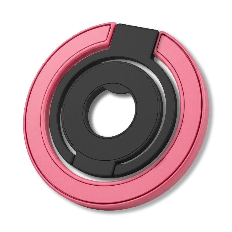 Pink and black circular phone ring holder