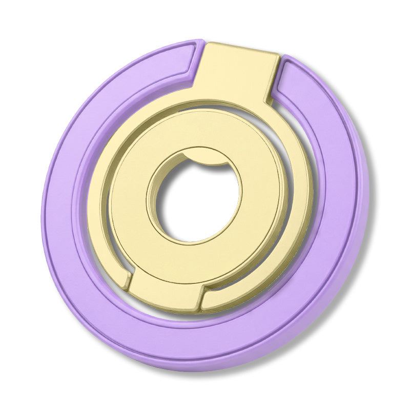 Purple and yellow circular phone ring holder