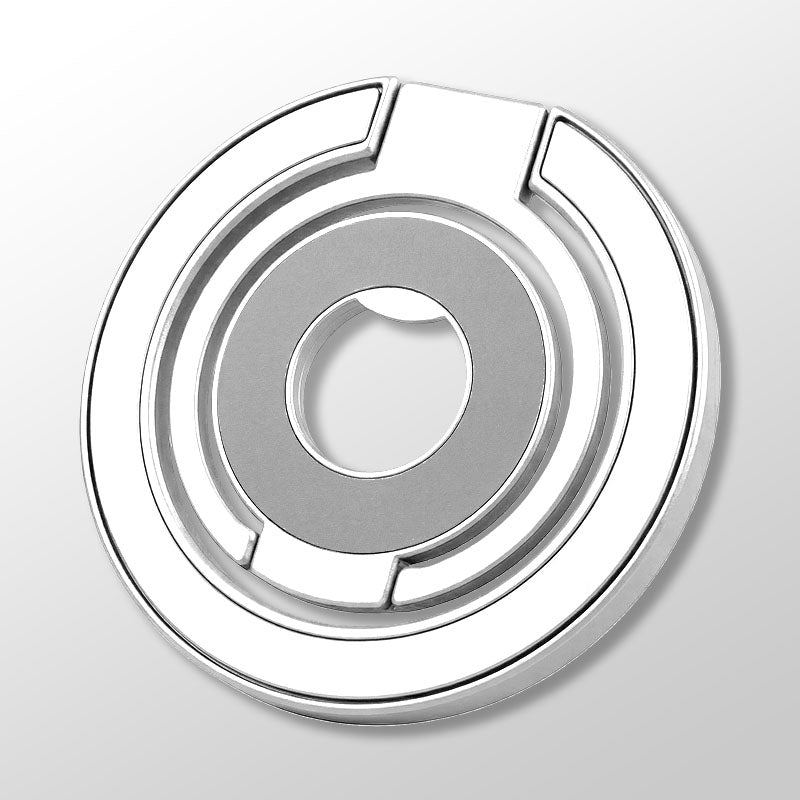 Silver and grey circular phone ring holder