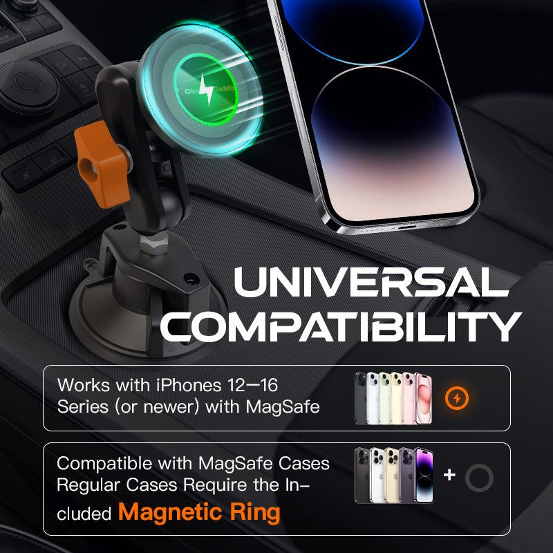 Universal magnetic car mount compatible with MagSafe iPhones