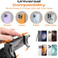 Universal phone mount compatible with 4-7 inch devices and thick phone cases.