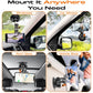 Phone mount attached to vehicle windshield, side window, roof glass, and body.