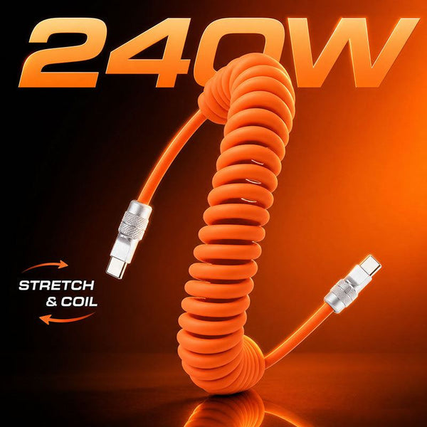 "Curly Chubby" 240W Coiled Fast Charging Cable for Car [240H Sag-Free]