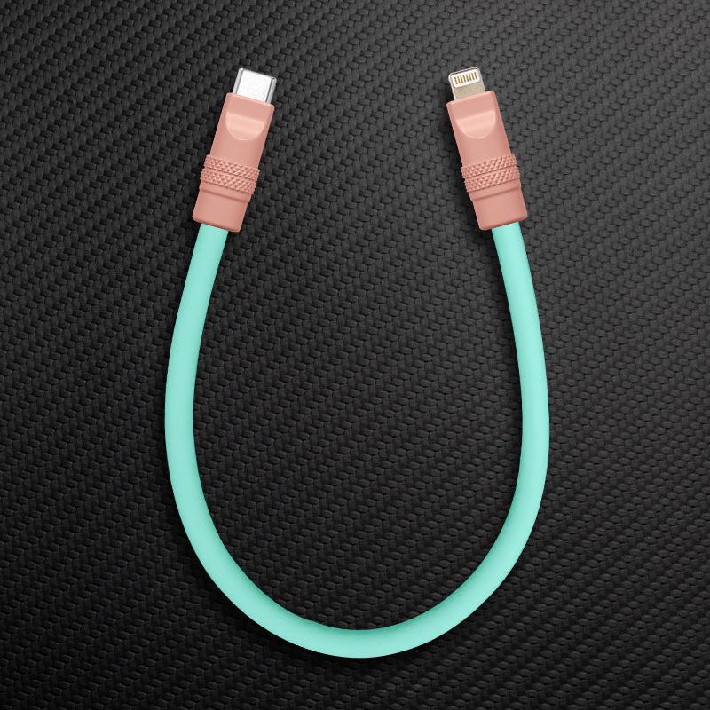 Mint green and peach USB-C to Lightning data cable