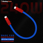 Chubby Cable color block blue and red fast charging cable.