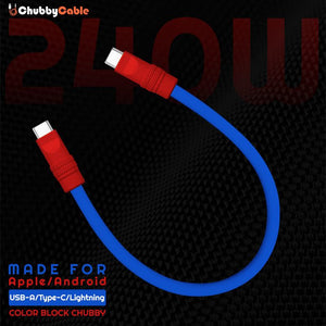 Chubby Cable color block blue and red fast charging cable.