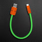 Green and orange USB-A to Type-C short charging cable.