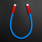 Short blue dual USB-C cable with red connectors