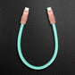 Short pink and mint green USB-C to USB-C cable