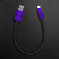 Purple and black short USB-A to USB-C cable