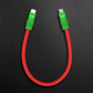 Red and green USB-C to Lightning cable