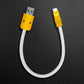 White USB-A to USB-C charging cable with yellow connectors.