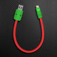 Red and green USB-A to Lightning cable