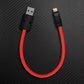 Red and black USB-A to Lightning cable