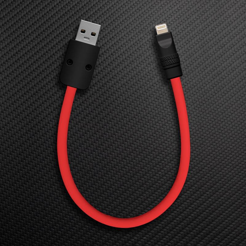 Red and black USB-A to Lightning cable