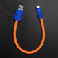 Orange silicone USB-A to Type-C cable with blue connectors