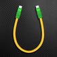 Yellow USB-C to USB-C charging cable with green connectors.