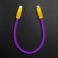 Purple silicone Type-C to Lightning cable with yellow connectors