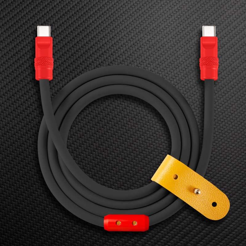 Black and red USB-C to USB-C heavy duty cable