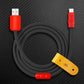 Black and red USB to Lightning charging cable