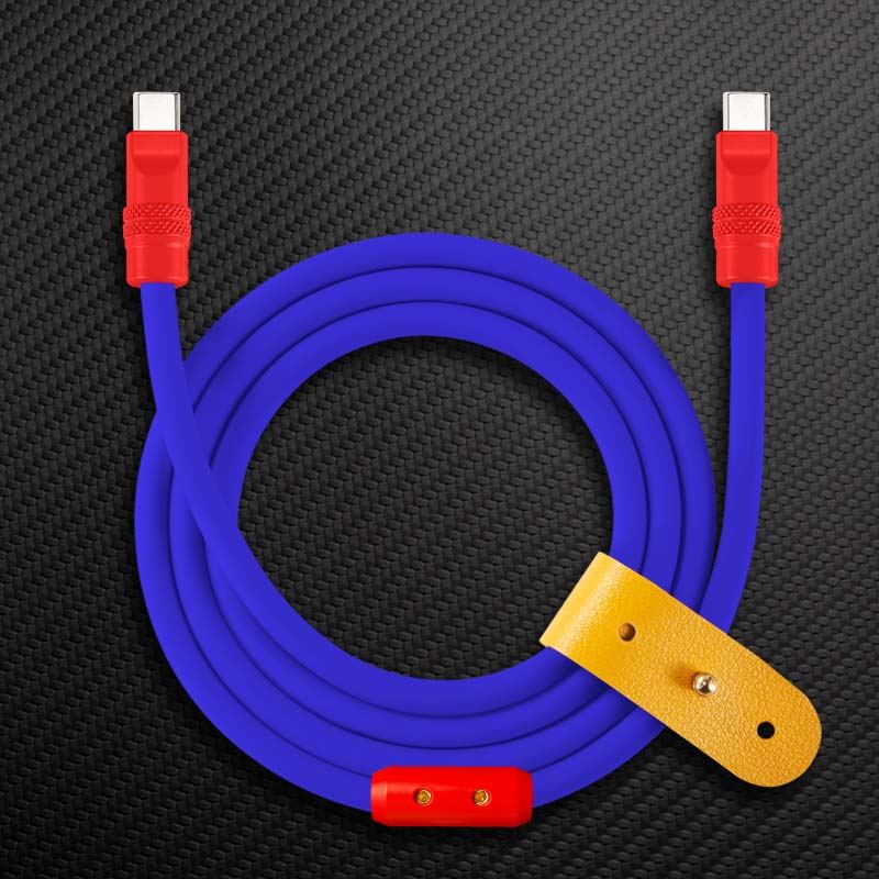 Blue and red USB-C to USB-C fast charging cable