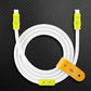 White USB-C to USB-C silicone cable with yellow connectors